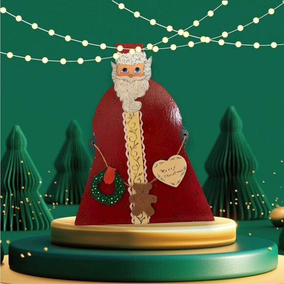 Vintage Santa hanging wall plaque handmade 1988 signed by Artist Christmas Decor - Picture 3 of 5